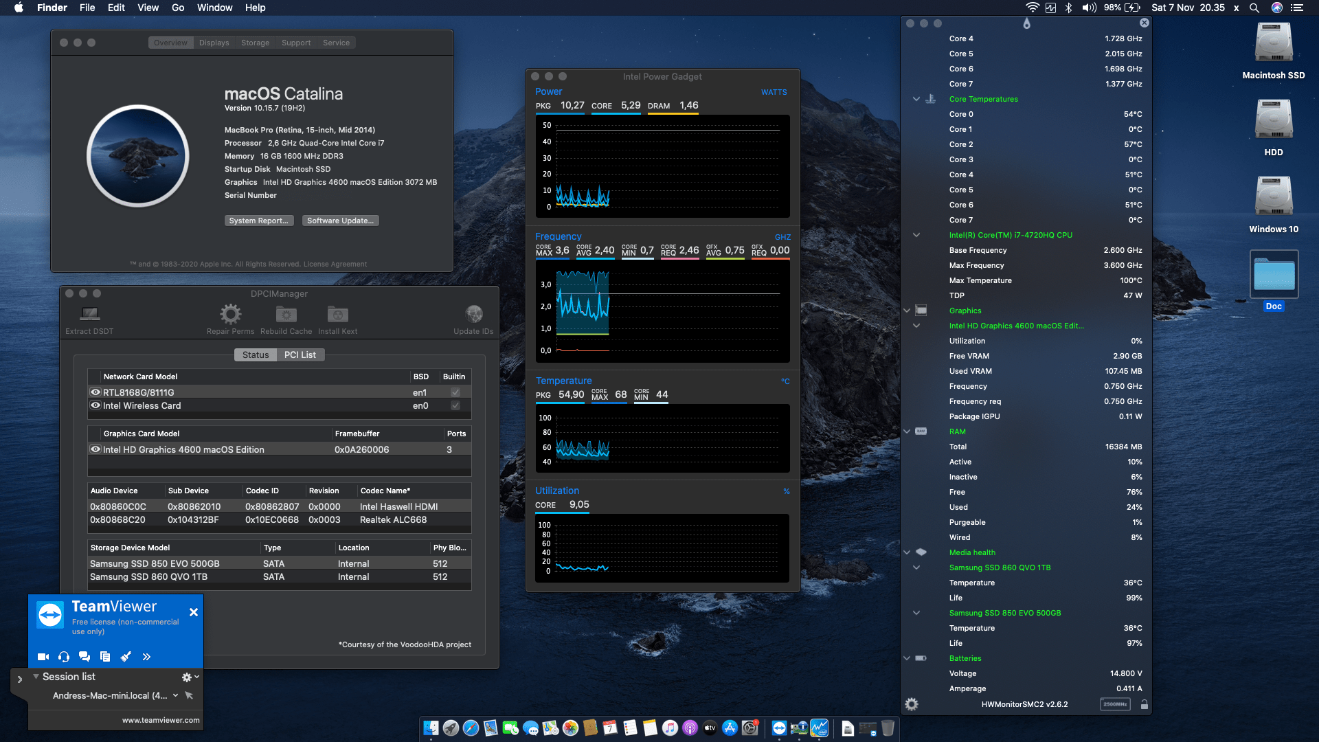 Success Hackintosh macOS Catalina 10.15.7 Build 19H2 in Asus ROG G550JX-CN085H